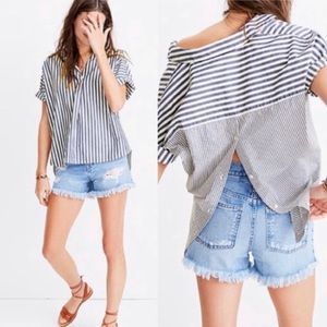 Madewell Courier shirt in blue and white stripe size XL